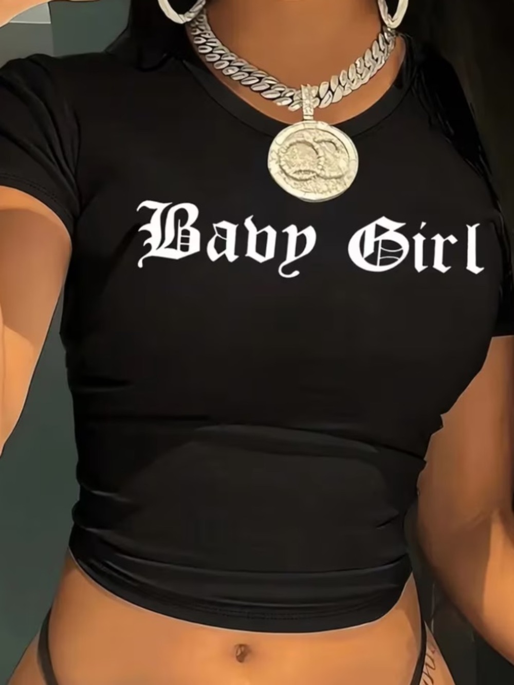 Baby Girl Black Crop Top - Women's Graphic Tee
